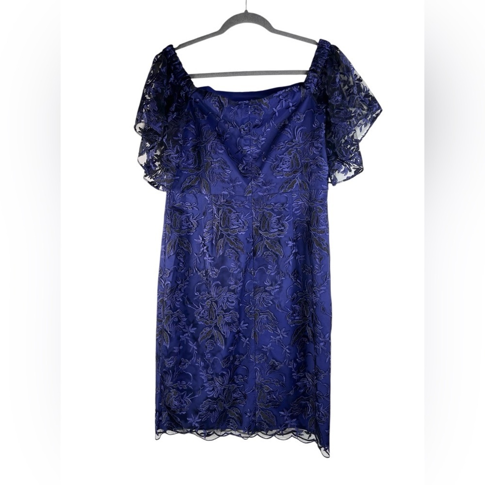 New Trina Turk Women Off The Shoulder Sheath Night Out Dress Blue Nightshade 10 - Picture 3 of 8